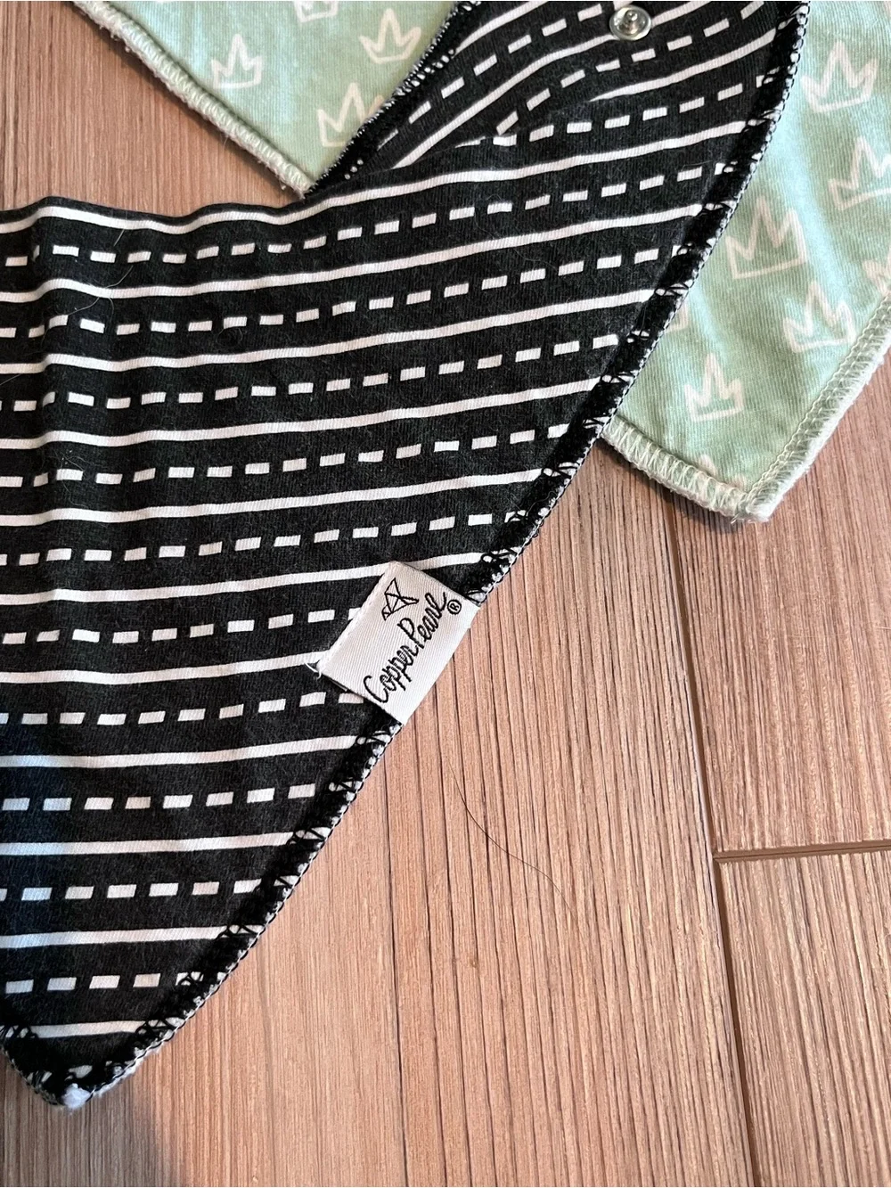 Copper Pearl Mint Crown & Black Stripe Bandana Bibs - 2 Pack